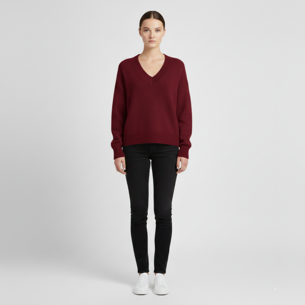 Hallie | Women’s V-Neck Jumper Red