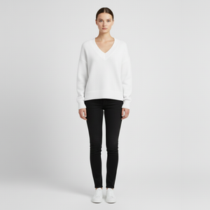 Hallie | Women’s V-Neck Jumper White