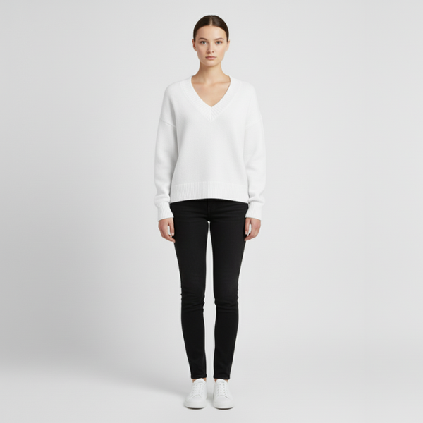 Hallie | Women’s V-Neck Jumper White