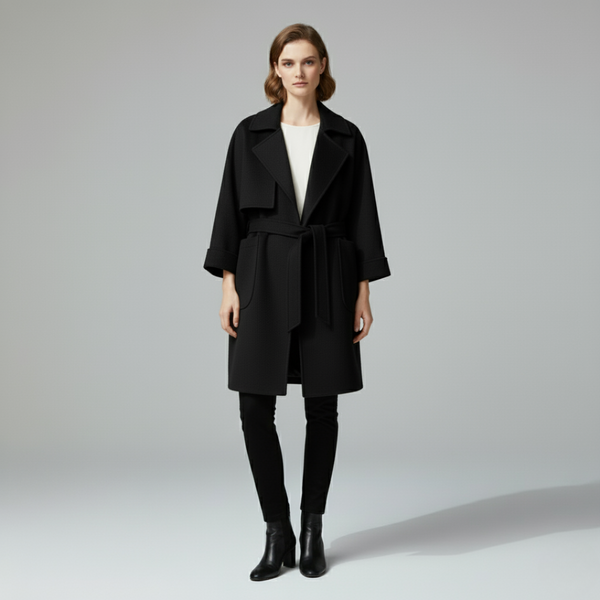 Holly | Women's Belted Oversized Trench Coat Black