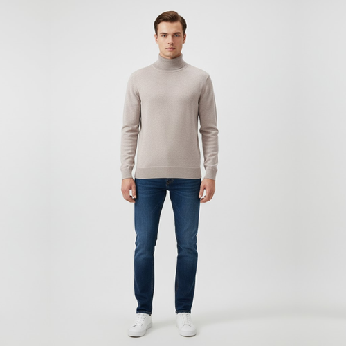 Jaxon | Men’s Pure Young Turtleneck Sweater Beige