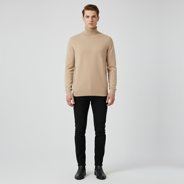 Louie | Men’s Elegant Turtleneck Beige