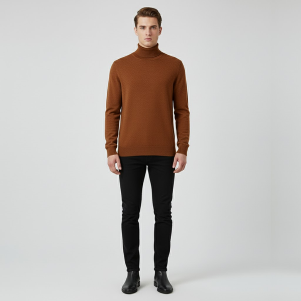 Louie | Men’s Elegant Turtleneck Brown