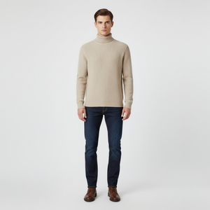 Luca | Men's Roll-Neck Sweater Beige