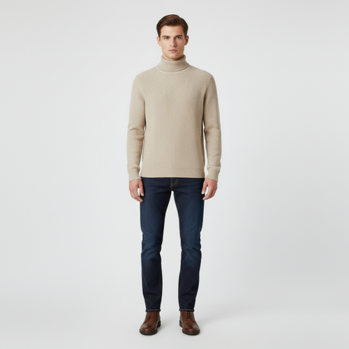 Luca | Men's Roll-Neck Sweater Beige
