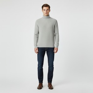 Luca | Men's Roll-Neck Sweater Light Grey
