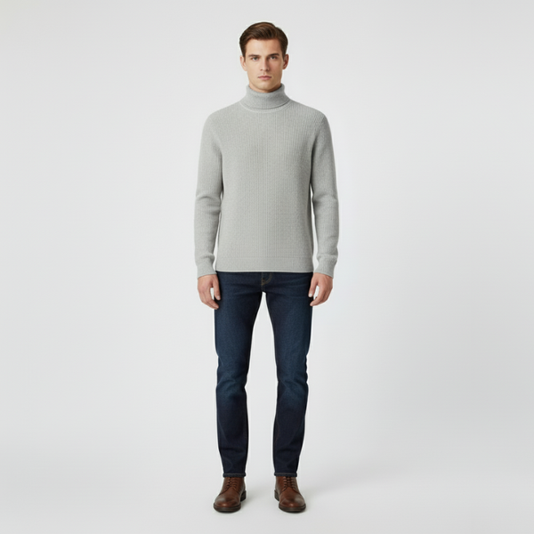 Luca | Men's Roll-Neck Sweater Light Grey