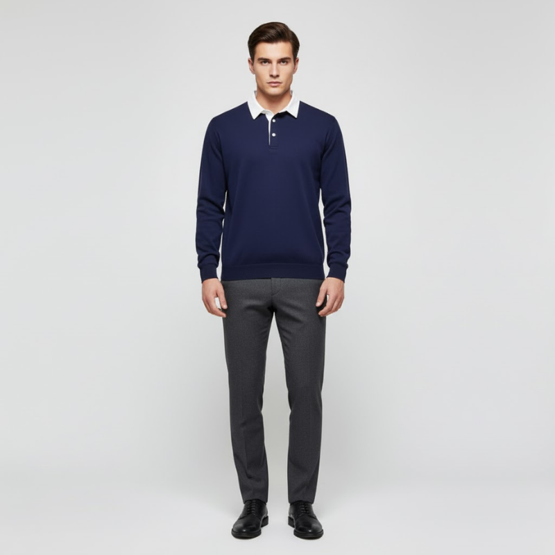 Mason | Men’s Long-Sleeve Polo Blue