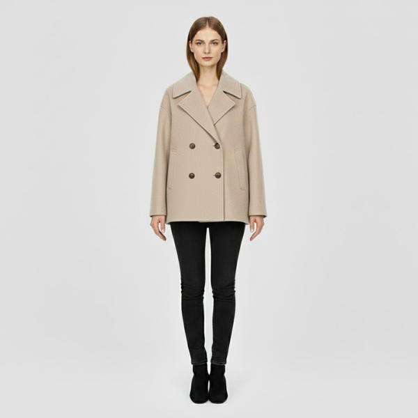 Millie | Women’s Short Double-Breasted Coat Beige