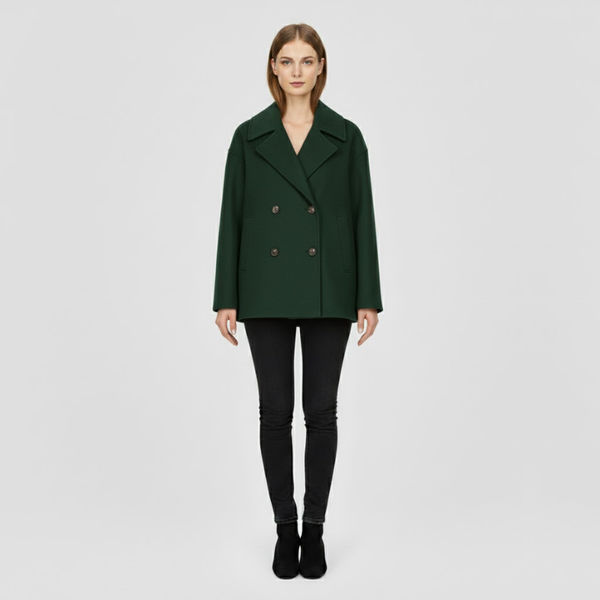 Millie | Women’s Short Double-Breasted Coat Green
