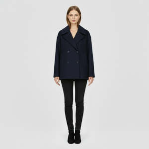 Millie | Women’s Short Double-Breasted Coat Navy Blue