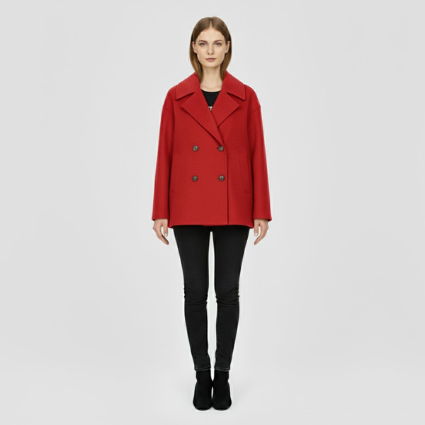 Millie | Women’s Short Double-Breasted Coat Red