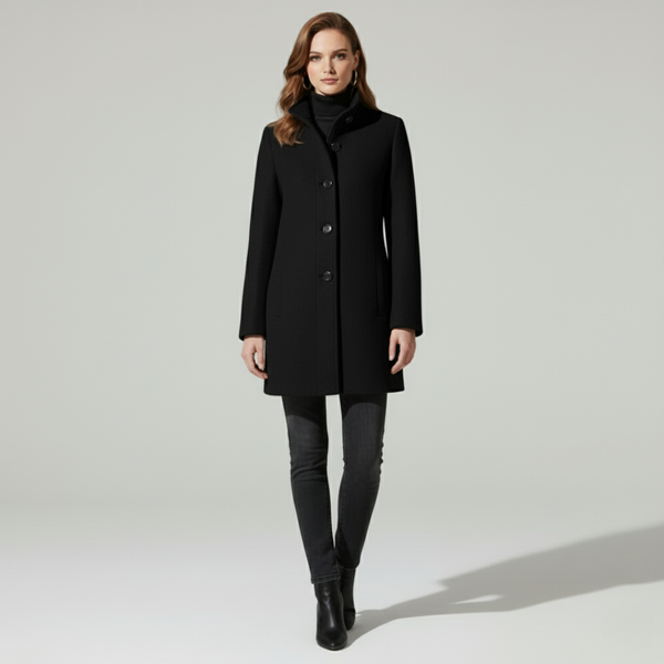 Mollie | Women's Button Fastening Coat Black