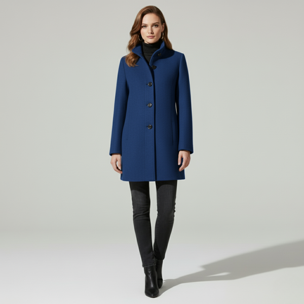 Mollie | Women's Button Fastening Coat Dark Blue