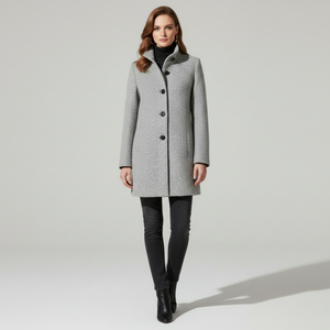 Mollie | Women's Button Fastening Coat Light Grey