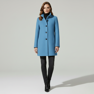 Mollie | Women's Button Fastening Coat Sky Blue