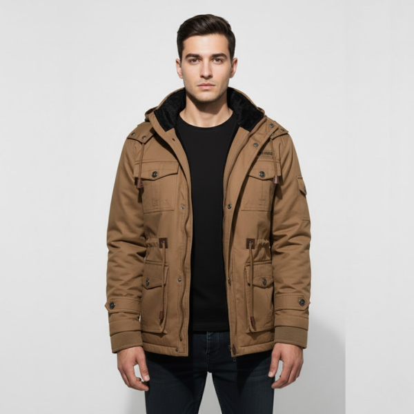 Muhammad | Men’s Multi-Pocket Military Jacket Khaki