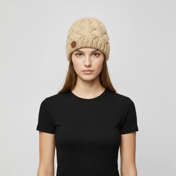 Nora | Women's Winter Beanie Hat Beige