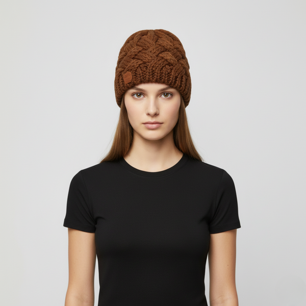 Nora | Women's Winter Beanie Hat Brown