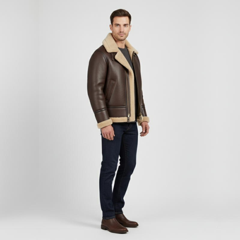 Owen | Men’s Aviator Jacket Brown