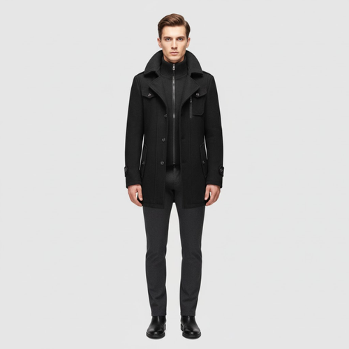 Riley | Men’s Stylish Overcoat Black