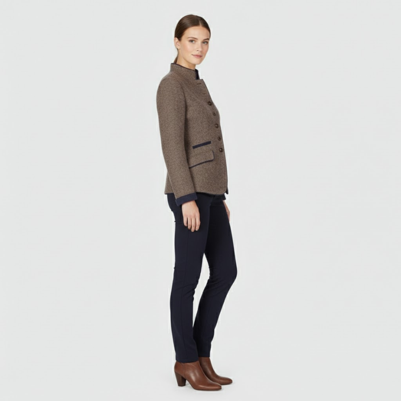 Serafina | Women’s Long-Sleeve Solid Jacket Brown