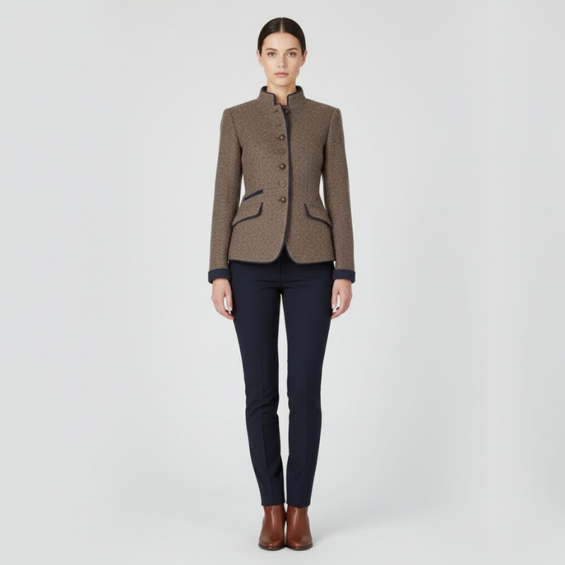 Serafina | Women’s Long-Sleeve Solid Jacket Brown