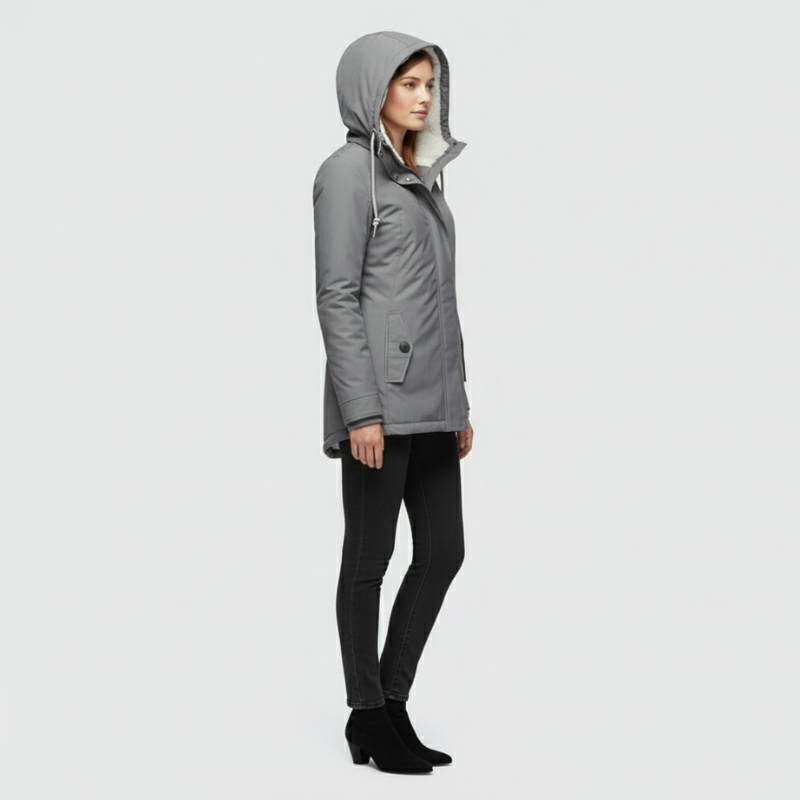 Sienna | Women’s Pleated Hooded Jacket Grey