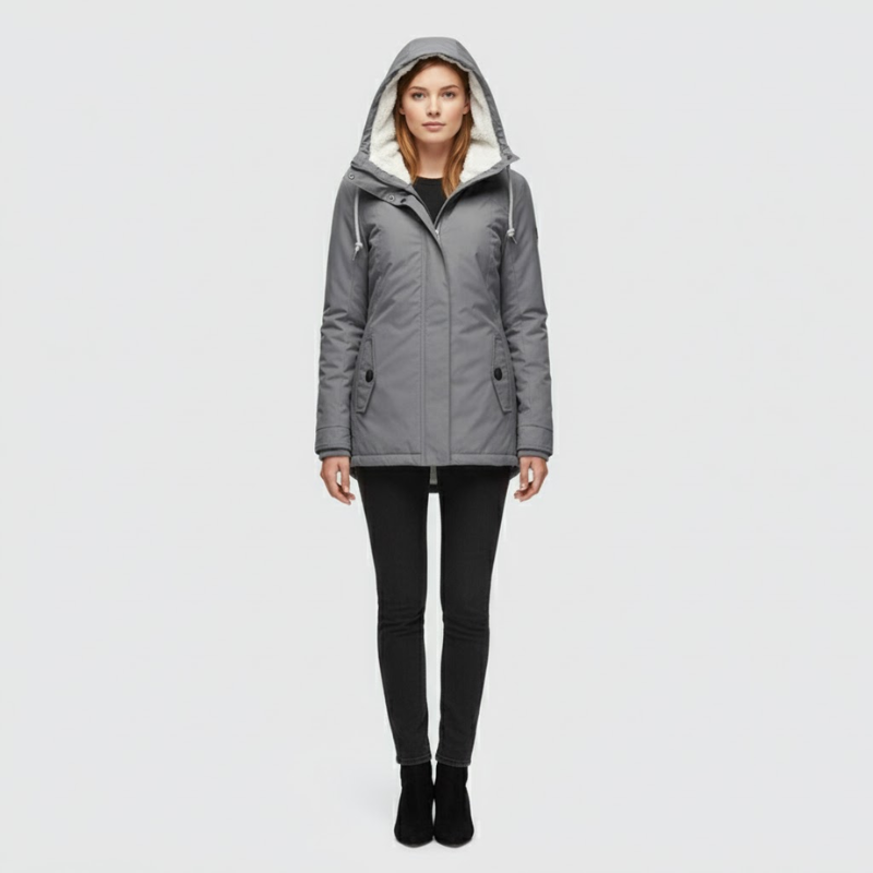 Sienna | Women’s Pleated Hooded Jacket Grey