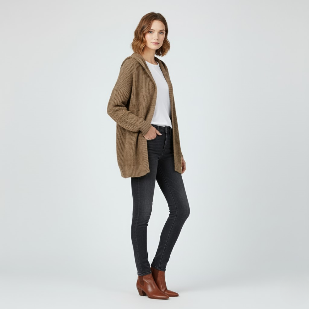 Sophie | Women’s Oversized Hooded Cardigan Khaki