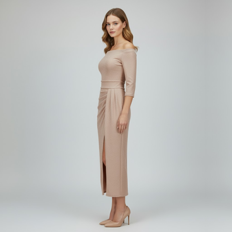 Tilly | Women’s Off Shoulder Evening Dress Pink