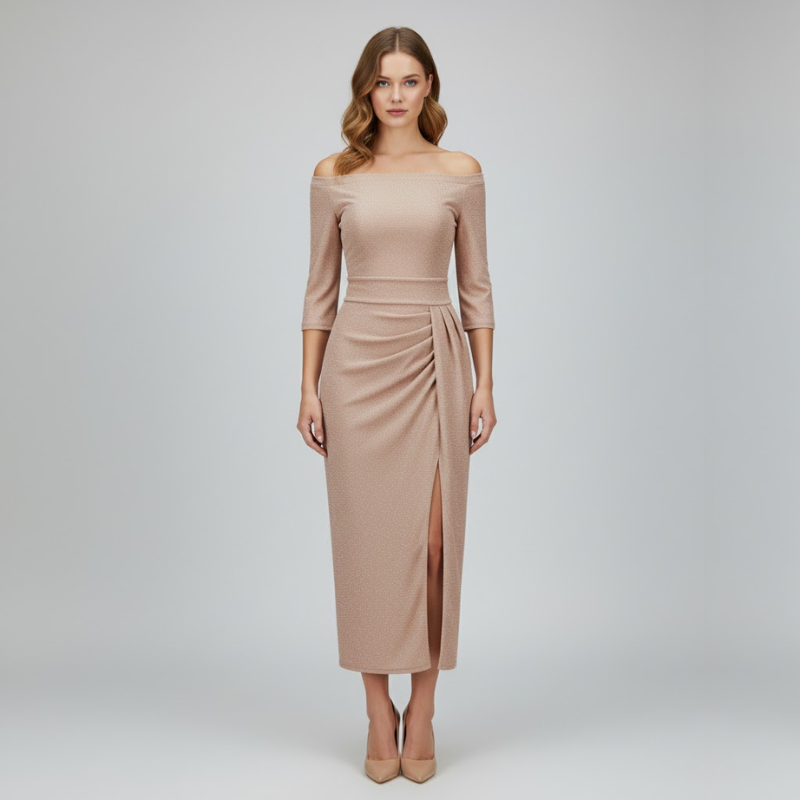 Tilly | Women’s Off Shoulder Evening Dress Pink