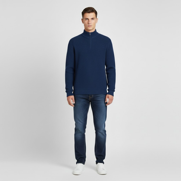 Toby | Men’s Zip-Up Sweater Blue