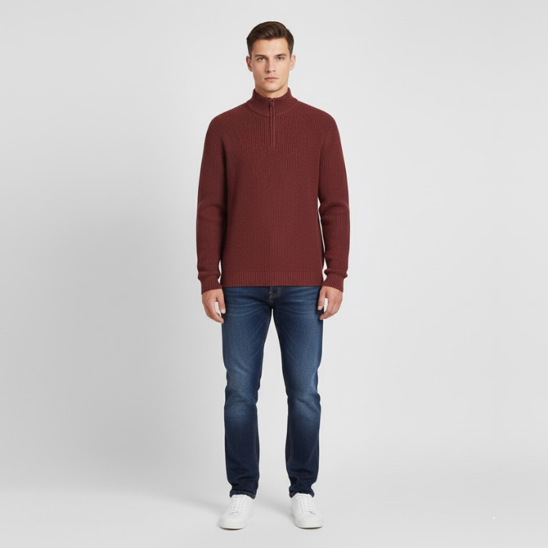 Toby | Men’s Zip-Up Sweater Red