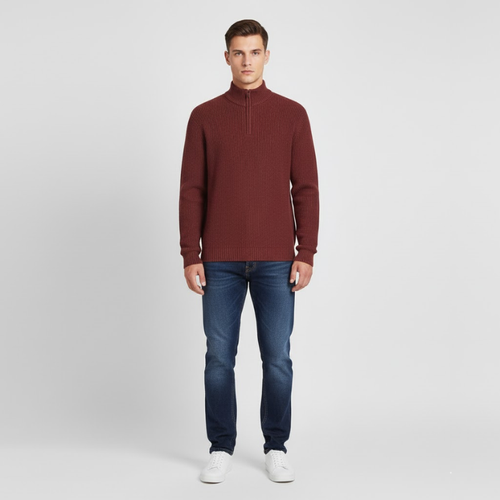 Toby | Men’s Zip-Up Sweater Red