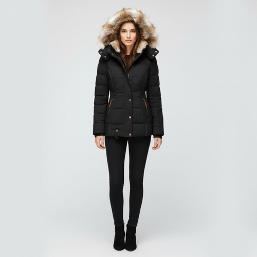 Victoria | Women's Slim Fit Hooded Winter Jacket Black
