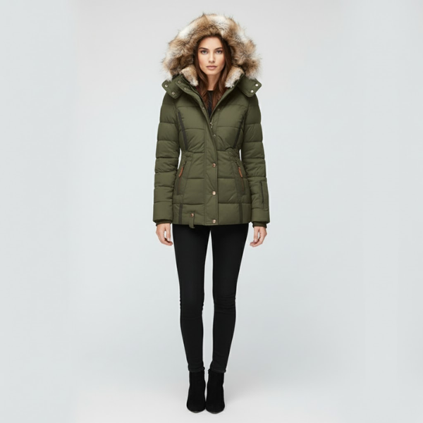 Victoria | Women's Slim Fit Hooded Winter Jacket Green