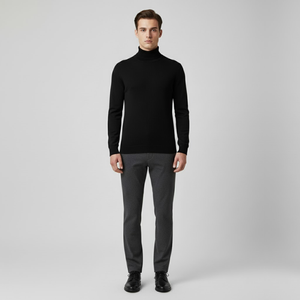 Zachary | Men’s Washable Turtleneck Jacket Black
