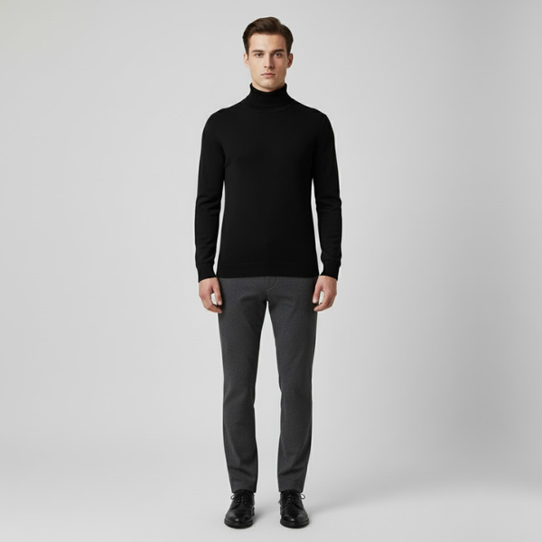 Zachary | Men’s Washable Turtleneck Jacket Black