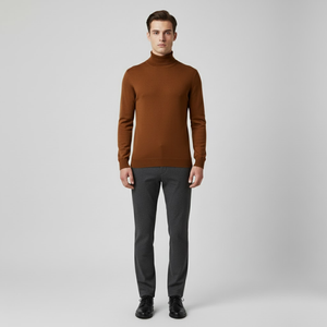 Zachary | Men’s Washable Turtleneck Jacket Brown