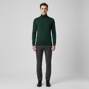 Zachary | Men’s Washable Turtleneck Jacket Dark Green