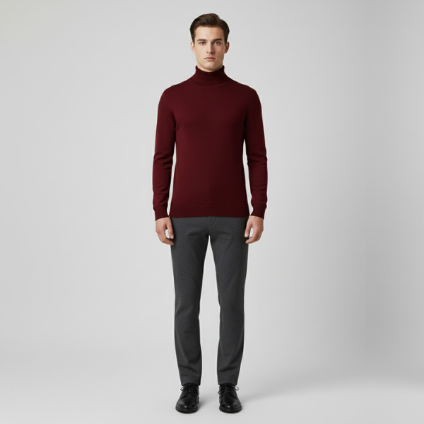 Zachary | Men’s Washable Turtleneck Jacket Dark red