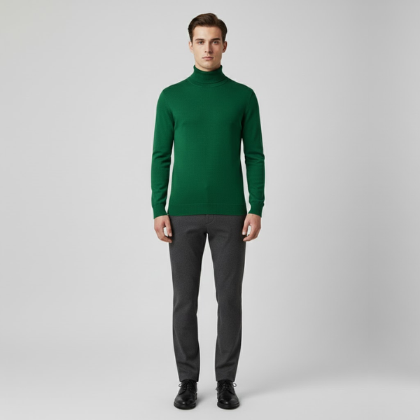 Zachary | Men’s Washable Turtleneck Jacket Green