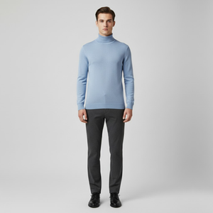 Zachary | Men’s Washable Turtleneck Jacket Light Blue