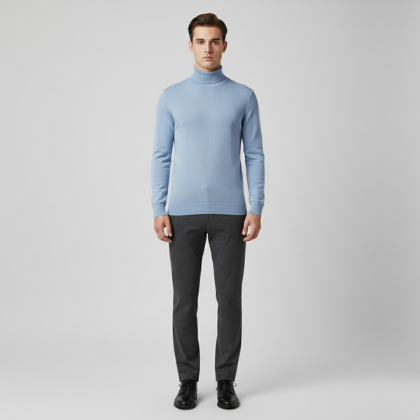 Zachary | Men’s Washable Turtleneck Jacket Light Blue