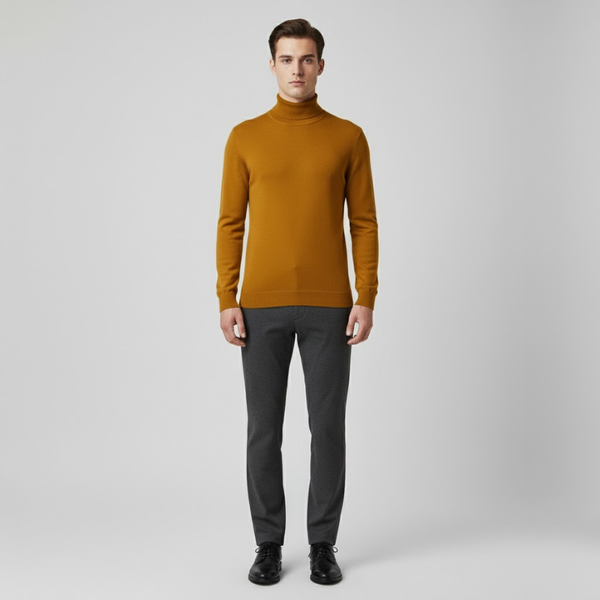 Zachary | Men’s Washable Turtleneck Jacket Mustard yellow
