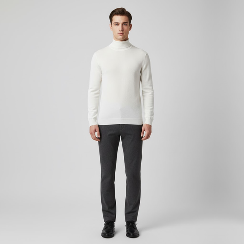 Zachary | Men’s Washable Turtleneck Jacket White