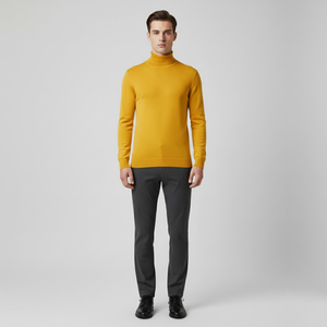 Zachary | Men’s Washable Turtleneck Jacket Yellow
